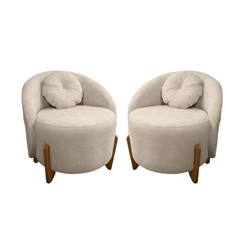 Kit 02 Poltronas Orgânicas Curvas Amsterdã Boucle Off White - Montanari's Decor