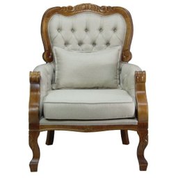 Poltrona Imperador Bege e Imbuia - 5 Poltrona Imperador Bege e Imbuia - 5