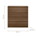 Ver imagem 3 de Cômoda Quarto 4 Gavetas Puxador Cava 89,7 cm 100% MDF Cor:Nogal