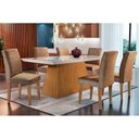 Ver imagem 1 de Sala de Jantar Completa Luna Tampo Madeirado C/ Vidro Canto Reto 180cm + 6 Cadeiras Grécia Imbuia/ch