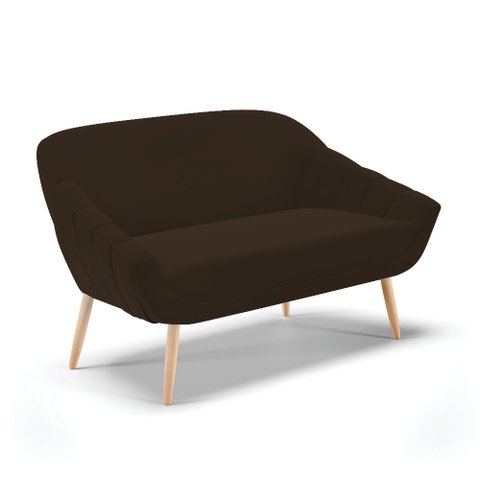 Namoradeira 02 Lugares Giovana Suede Pés Palito Natural - D’Rossi - Marrom