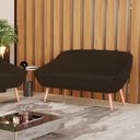 Ver imagem 2 de Namoradeira 02 Lugares Giovana Suede Pés Palito Natural - D’Rossi - Marrom