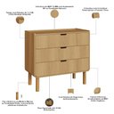 Ver imagem 5 de Cômoda para Quarto 3 Gavetas 90cm Orgânica Nordic A03 Hanover Roble - Lyam Decor