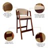 Kit 4 Banquetas Alta para Ilha de Cozinha Ravena Madeira Maciça Castanho Linho Marrom Bege Ccs - 4