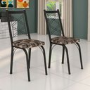 Ver imagem 2 de Kit 8 Cadeiras de Cozinha Delaware Estampado Mosaico Palha Pés de Ferro Preto - Pallazio