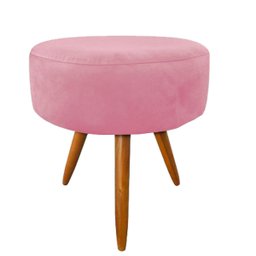 Puf Puff Pé Palito Rosa Decoração de Sala Maquiagem Camarim - 1