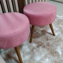 Ver imagem 2 de Puf Puff Pé Palito Rosa Decoração de Sala Maquiagem Camarim