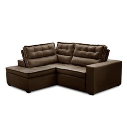 Sofá de Canto Retrátil e Reclinável com Molas LE 2,50x2,00m Viviane Suede Marrom Madelina Decor - 3