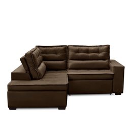 Sofá de Canto Retrátil e Reclinável com Molas LE 2,50x2,00m Viviane Suede Marrom Madelina Decor - 5