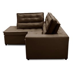 Sofá de Canto Retrátil e Reclinável com Molas LE 2,50x2,00m Viviane Suede Marrom Madelina Decor - 4