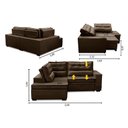 Ver imagem 2 de Sofá de Canto Retrátil e Reclinável com Molas LE 2,50x2,00m Viviane Suede Marrom Madelina Decor