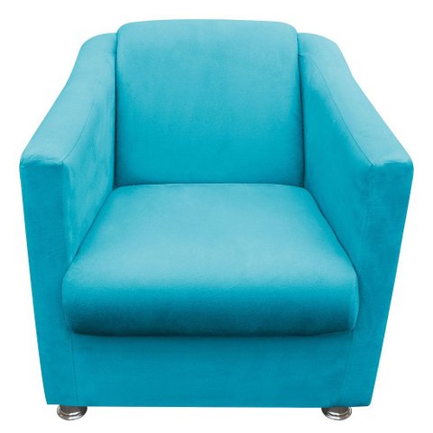 Poltrona Decorativa Tilla Escritório Suede Azul Turquesa