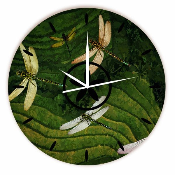 Relógio Vôo Libélulas Redondo | Redondo 30 X 30 cm - 1