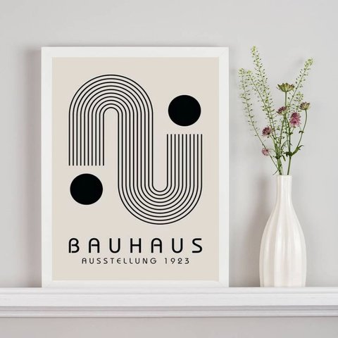 Quadro Contemporâneo Bauhaus Minimalista 33x24cm:madeira Preta
