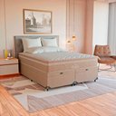 Ver imagem 3 de Cama Box Baú Queen Bege + Colchão Paris Molas Ensacadas Bege Bege/bege