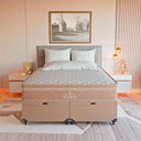 Ver imagem 4 de Cama Box Baú Queen Bege + Colchão Paris Molas Ensacadas Bege Bege/bege
