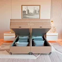 Ver imagem 2 de Cama Box Baú Queen Bege + Colchão Paris Molas Ensacadas Bege Bege/bege