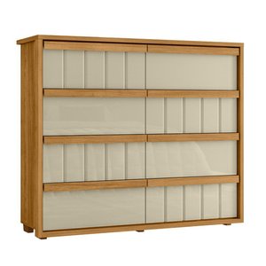 Cômoda Tarsila 100% Mdf Ripado 8 Gavetas - 7 Decor Cumaru e Opala