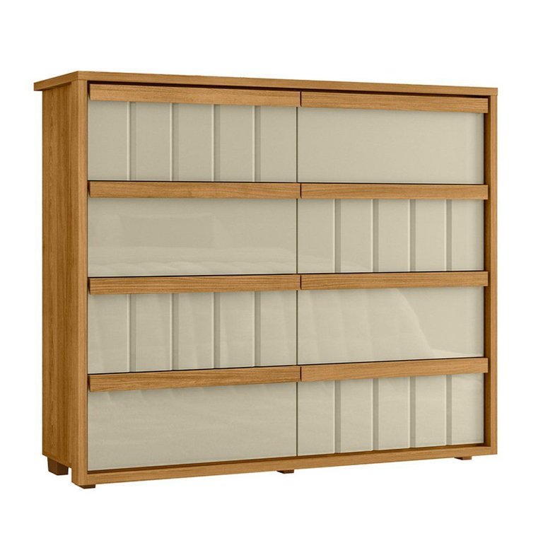 Cômoda Tarsila 100% Mdf Ripado 8 Gavetas - 7 Decor Cumaru e Opala Cômoda Tarsila 100% Mdf Ripado 8 Gavetas - 7 Decor Cumaru e Opala