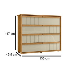 Cômoda Tarsila 100% Mdf Ripado 8 Gavetas - 7 Decor Cumaru e Opala - 3