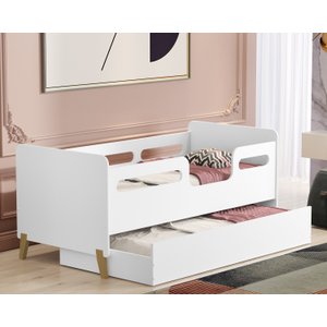 Cama Infantil Bicama Cecilia Auxiliar Montessoriana Proteção Lateral para Quarto:branco