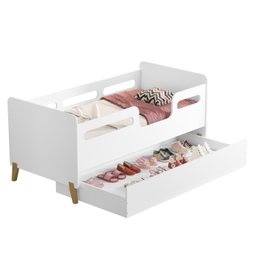 Cama Infantil Bicama Cecilia Auxiliar Montessoriana Proteção Lateral para Quarto:branco - 3