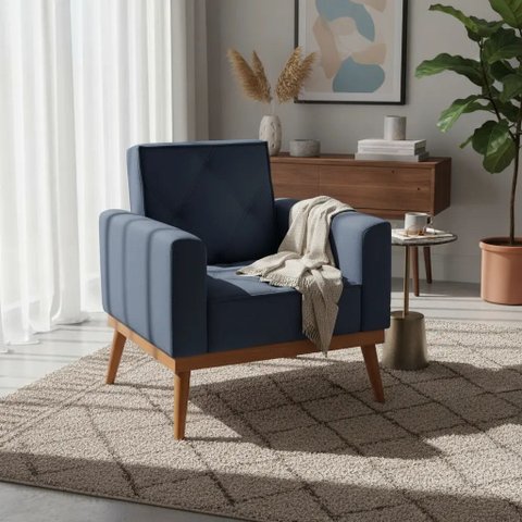 Poltrona Florença Decorativa em Veludo Premium:Denin
