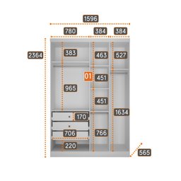 Guarda-roupa Modulado de Casal Safira 001 em Mdf com 9 Portas e 6 Gavetas Clic Móveis - 8