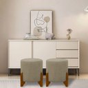 Ver imagem 1 de Kit 2 Puffs Banquetas Thor Pés de Madeira Maciça Linho:bege