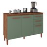 Balcão de Cozinha 120cm com 3 Portas e 2 Gavetas Multimóveis CR20226 Freijó Rústico/Green - 1