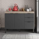 Ver imagem 2 de Balcão Cozinha Firenze com Tampo 120cm e 3 Portas 2 Gavetas Avena/grafito