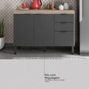 Ver imagem 7 de Balcão Cozinha Firenze com Tampo 120cm e 3 Portas 2 Gavetas Avena/grafito