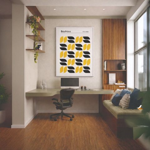 Quadro Canvas Minimalist Tears Yellow 90x60cm Mold Branca
