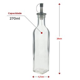 Kit 24 Garrafas de Vidro Bico Dosador Tampa 270ml Azeite Vin - 3