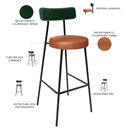 Ver imagem 4 de Kit 02 Banquetas Alta Bar Cozinha Sala De Jantar Milão L02 Facto Verde Couríssimo Camel - Lyam Decor