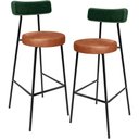 Ver imagem 1 de Kit 02 Banquetas Alta Bar Cozinha Sala De Jantar Milão L02 Facto Verde Couríssimo Camel - Lyam Decor