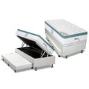 Ver imagem 1 de Cama Box Baú C/auxiliar Solteiro: Colchão Molas Herval Masterpocket Meditare + Base Branco(88x188)