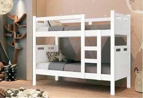 Beliche Solteiro Jaspe Versátil Vira 2 Camas Branco Estrado 100% Madeira - Super Resistente - 1
