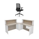Ver imagem 1 de Balcão de Atendimento em L com Gaveta 120x60cm para Loja e Recepção + Cadeira Ergonômica Netflex