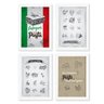 Quadros Pasta Italiana Moldura Branca 33x43cm 4un - 1