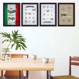 Quadros Pasta Italiana Moldura Preta 22x32cm 4un - 2