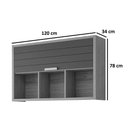 Ver imagem 3 de Armário Aéreo P/ Cozinha Eloise C/ 1 Porta Basculante Riscada e 3 Nichos 120 Cm Cinamomo/off White
