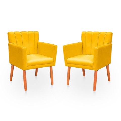 Kit com 2 Poltronas Cadeiras Elegante Confortável e Reforçada para Sala Carol Suede