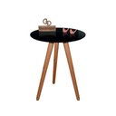 Ver imagem 1 de Mesa de Canto Pés Palito Amadeirado com Tampo Vidro 50cm Preto 70cm