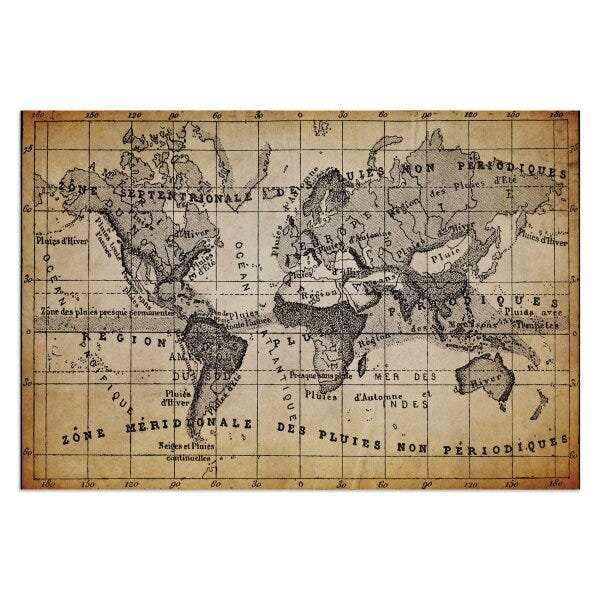 Placa Decorativa Vintage Mapa Antigo Meridional 20x30cm - 1