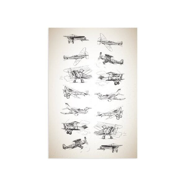 Placa Decorativa Vintage MDF Aviões 20x30cm - 1