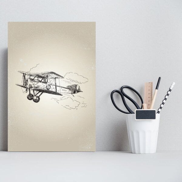 Placa Decorativa Vintage MDF Avião 20x30cm - 2