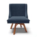 Ver mais imagens de Kit 4 Cadeiras Estofadas Base Giratória de Madeira Lia Suede Azul Marinho - Ibiza