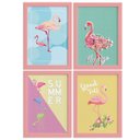 Ver imagem 1 de Quadros Flamingos Moldura Rosa 4un 22x32cm