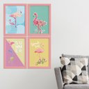 Ver imagem 2 de Quadros Flamingos Moldura Rosa 4un 22x32cm